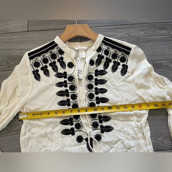 H&M| Cream Peasant Top, Boho Floral Style—Embroidered/Stitch Detail, Size 2••• - Picture 10 of 10